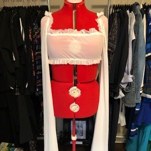 Fashion Nova White Flowy Sleeve Crop Top